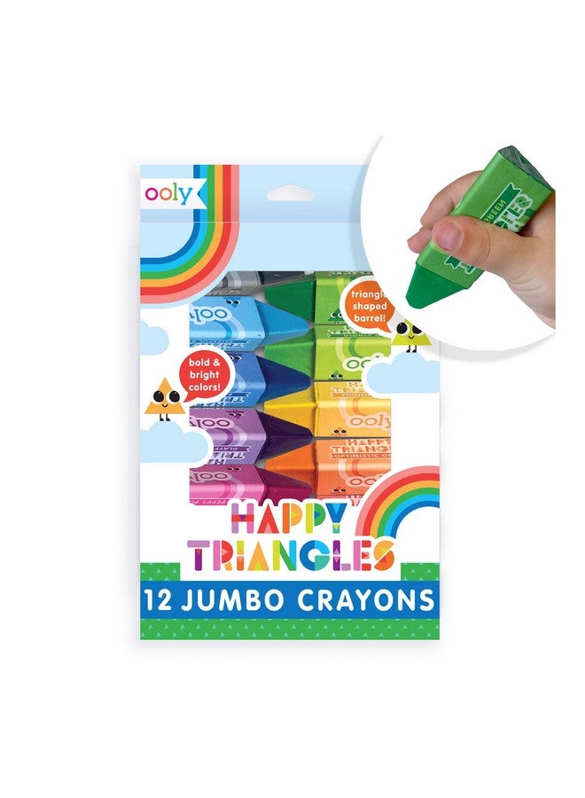 أولي أقلام تلوين مثلثة كبيرة من أولي للأطفال الصغار [مجموعة من 12]، أقلام تلوين للأطفال الصغار من عمر 1 إلى 3 سنوات، أقلام تلوين بدون لف، أقلام تلوين على شكل مثلث سهلة الإمساك - Image 1
