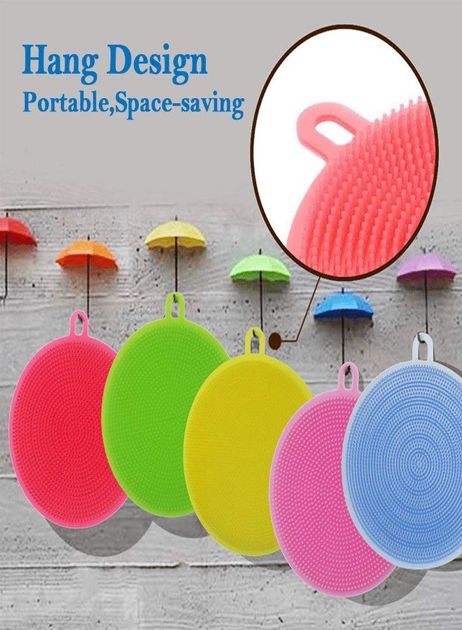 SEASPIRIT Silicone Washing Sponge Antibacterial Silicone Dish Scrubber Fruit and Vegetable Washing Brush Round Scrubber Pad Multipurpose Silicone Dishwashing Tools for Kitchen (10) - Image 2