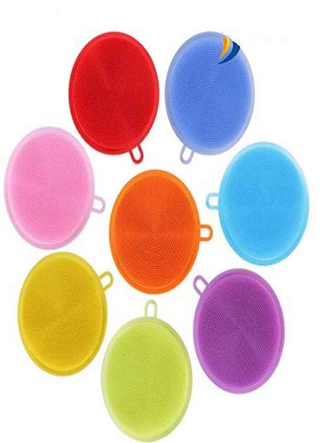SEASPIRIT Silicone Washing Sponge Antibacterial Silicone Dish Scrubber Fruit and Vegetable Washing Brush Round Scrubber Pad Multipurpose Silicone Dishwashing Tools for Kitchen (10) - Image 1