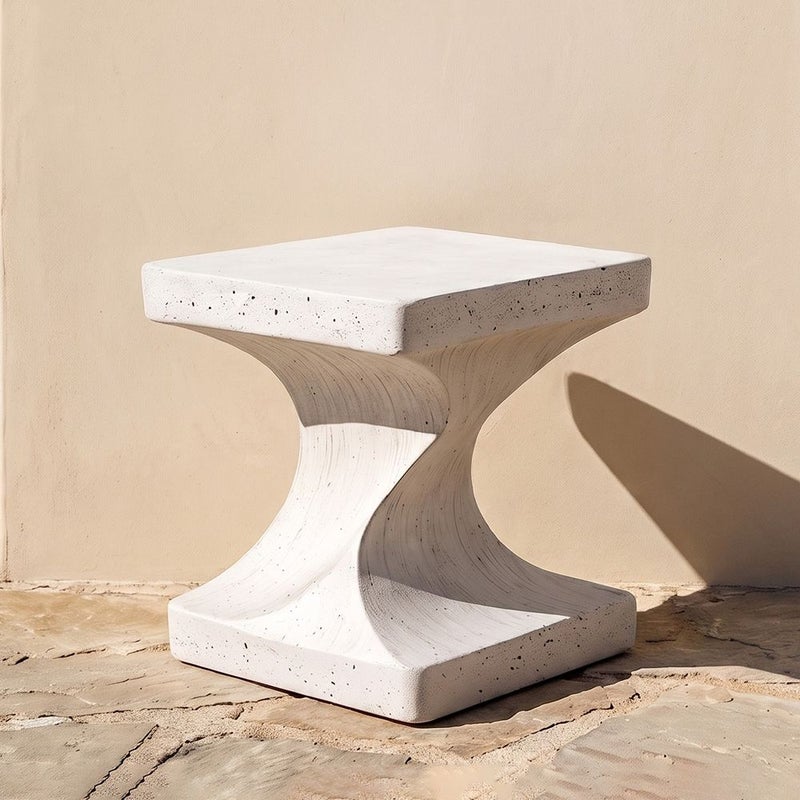 DANUBE HOME Zen Twist Mgo Side Table | All Weather 1 Piece Outdoor End Table | Modern Design Furniture For Balcony, Garden Bench Seating Terrace Lawn Patio Poolside - L38xW38xH45.5cm -Multi Color - Image 1