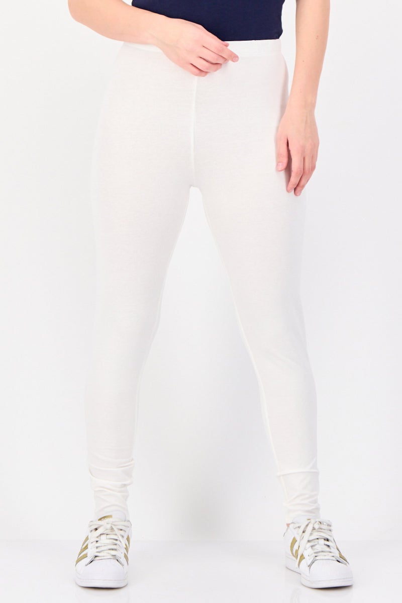 English Laundry Women Full Length Plain Leggings, White  - Image 1