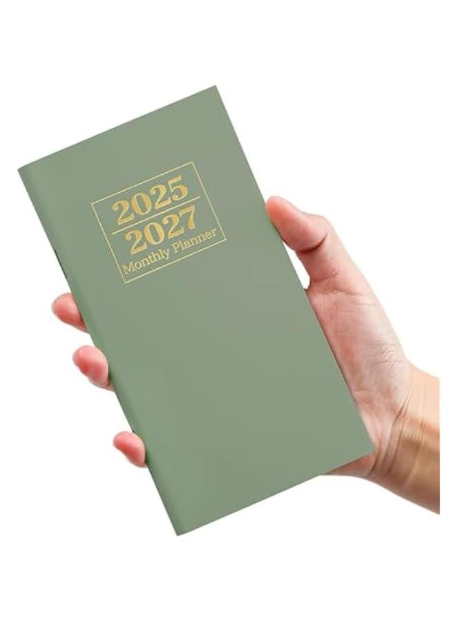 Arabest Pocket Calendar 2025-2027 for Purse, Two Year Monthly Planner Pocket Size, Jul 2025 to Jun 2027 Monthly Planner Small Size (6.5 x 3.5)-Green  - Image 1
