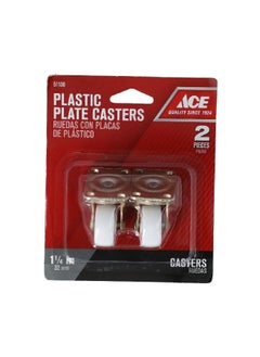 ACE 2-Piece High Quality Durable Plastic Swivel Plate Casters White and Brass 1.25 Inch 9052/ACE 
