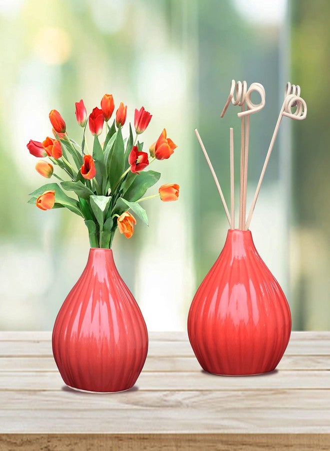 Pure Source India Ceramic Vase, Home Decoration Pot, 1 Piece, (Red) - Image 2