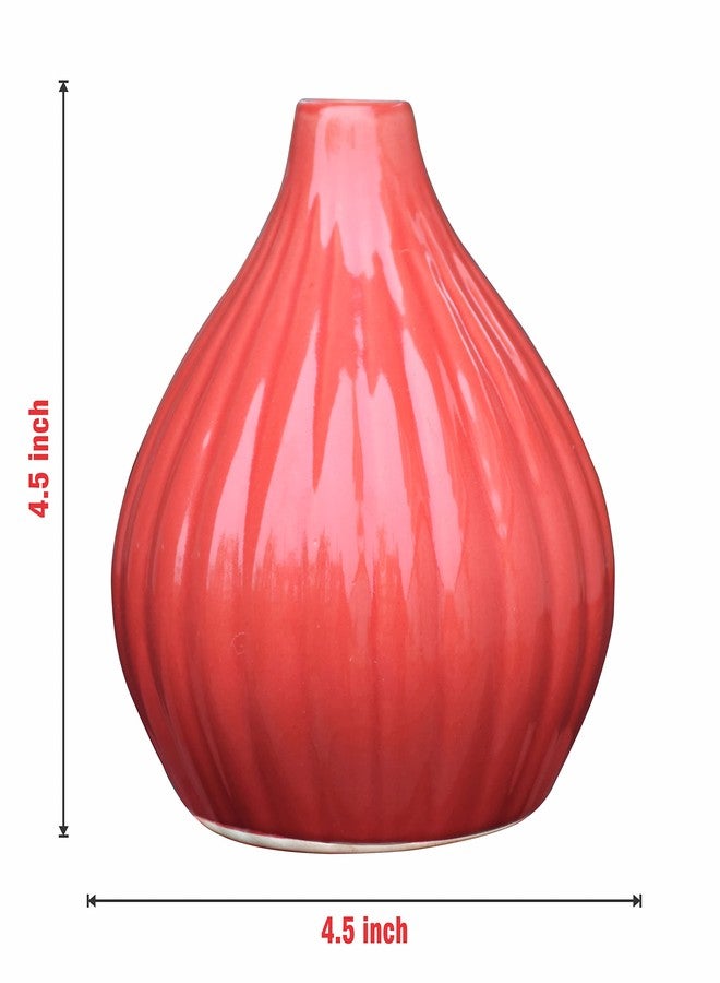 Pure Source India Ceramic Vase, Home Decoration Pot, 1 Piece, (Red) - Image 3