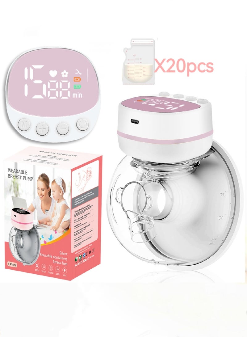 Wearable, Hands-Free, Electric Breast Pump With 5 Modes 15Levels And 20 Pieces Breastmilk Storage Bags - Image 1