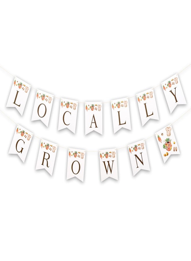MUWEOL Locally Grown Banner - Farmer Market Baby Shower Party Decoration,Fruit Vegetable Theme Party Banner Garland (locally card) - Image 1