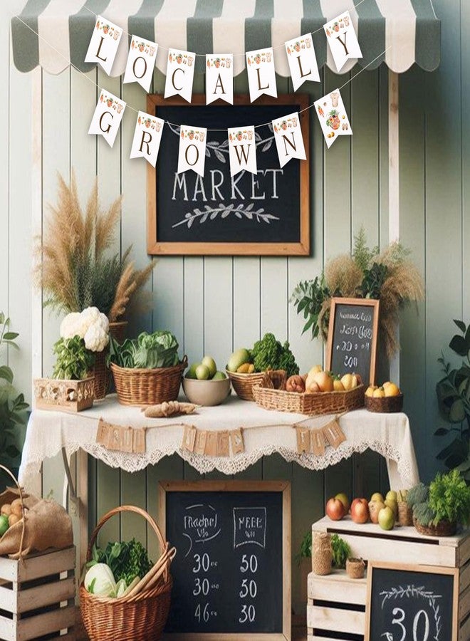 MUWEOL Locally Grown Banner - Farmer Market Baby Shower Party Decoration,Fruit Vegetable Theme Party Banner Garland (locally card) - Image 4