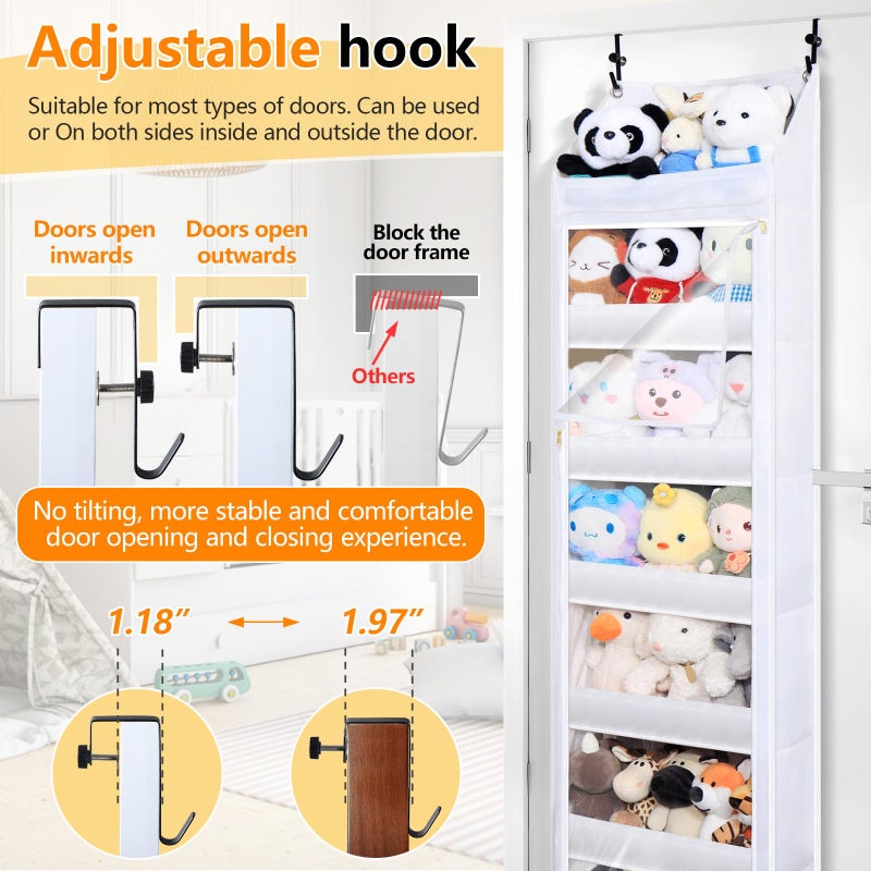 TOREAD Over the door stuffed animal storage, dust-proof door organizer hanging,ã€holds up to 70 lbsã€‘Ideal for organizing on doors, such as yarn storage, plush toys, diapers, and other small to medium items. - Image 3