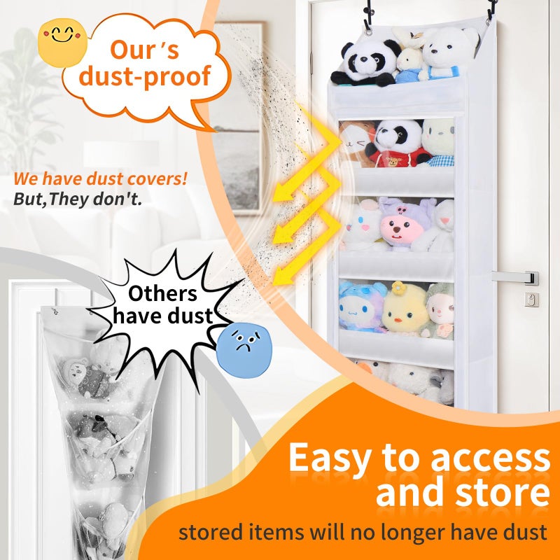 TOREAD Over the door stuffed animal storage, dust-proof door organizer hanging,ã€holds up to 70 lbsã€‘Ideal for organizing on doors, such as yarn storage, plush toys, diapers, and other small to medium items. - Image 5