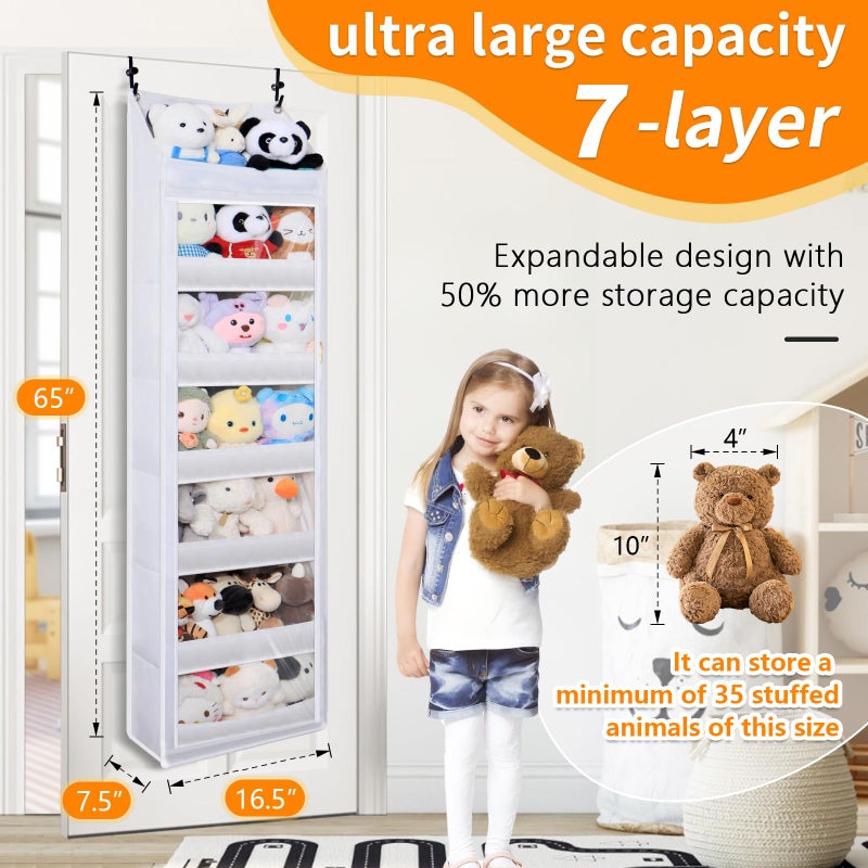 TOREAD Over the door stuffed animal storage, dust-proof door organizer hanging,ã€holds up to 70 lbsã€‘Ideal for organizing on doors, such as yarn storage, plush toys, diapers, and other small to medium items. - Image 2