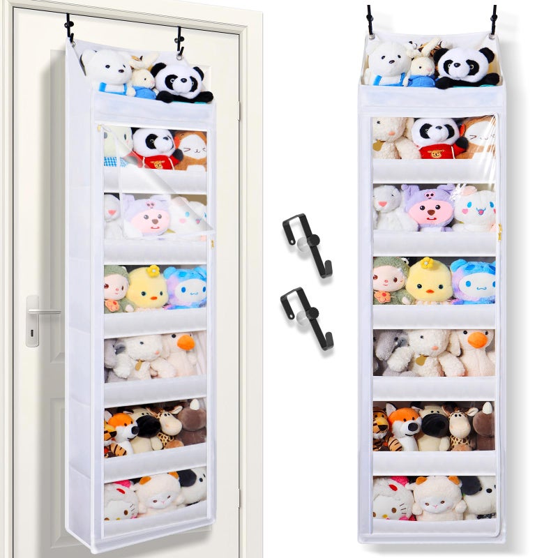TOREAD Over the door stuffed animal storage, dust-proof door organizer hanging,ã€holds up to 70 lbsã€‘Ideal for organizing on doors, such as yarn storage, plush toys, diapers, and other small to medium items. - Image 1