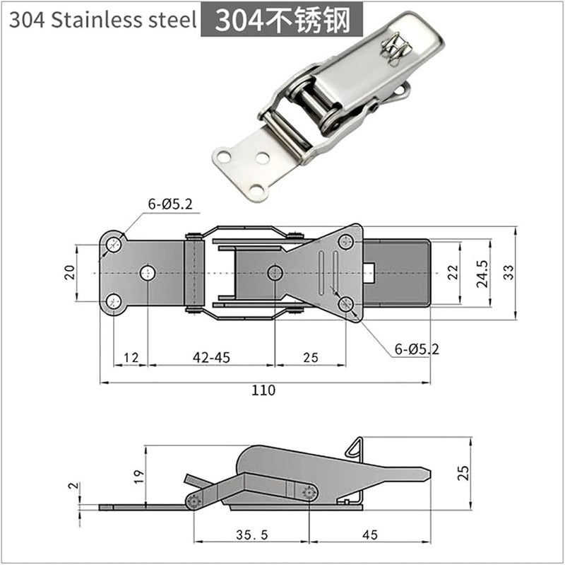 304 Stainless Steel Snap Hasp Lock Spring Loaded Toggle Fastener For Cabinet Luggage - Image 3
