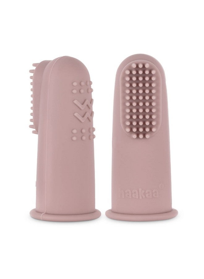 haakaa Silicone Baby Finger Toothbrush, Oral Care for Infants&Babies&Toddlers&Kids, Soft Food Grade Silicone, 0 Months+, 2 Pack, Blush - Image 1