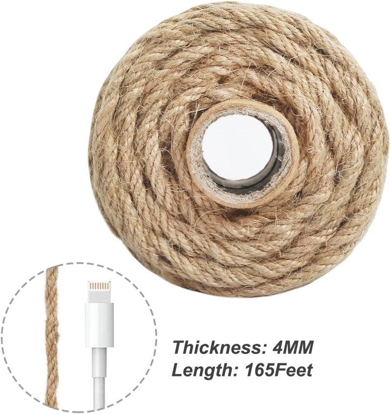 Vivifying Jute Twine, 165 Feet 4mm Thick Natural Jute Rope for Crafts, Garden Ties, Climbing Plants, Hanging and Packing (Brown) - Image 3