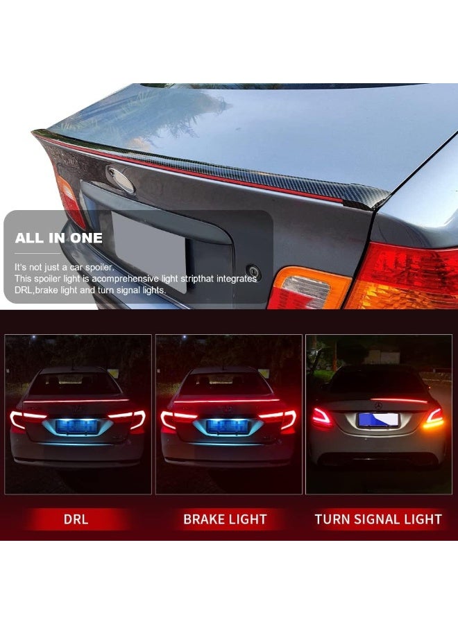 1797 Spoiler for Cars Third Brake Light Turn Signal Red LED Strip Universal Exterior Accessories for Rear Spoiler Lip Trunk Roof Wing Trucks Carbon Fiber - Image 2