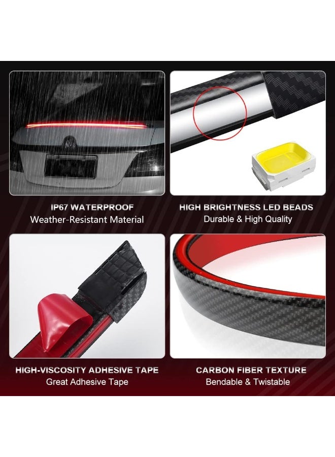 1797 Spoiler for Cars Third Brake Light Turn Signal Red LED Strip Universal Exterior Accessories for Rear Spoiler Lip Trunk Roof Wing Trucks Carbon Fiber - Image 3