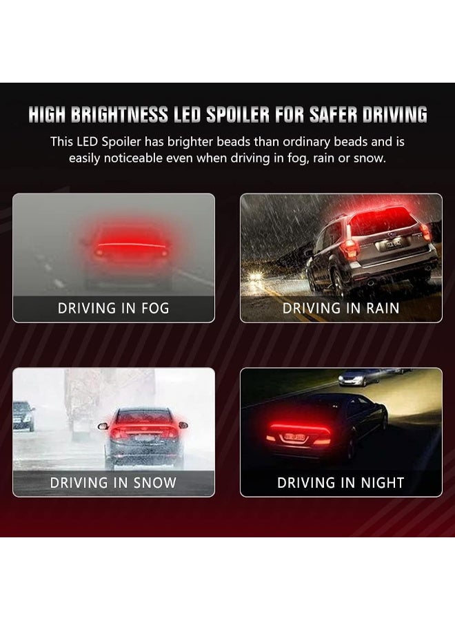 1797 Spoiler for Cars Third Brake Light Turn Signal Red LED Strip Universal Exterior Accessories for Rear Spoiler Lip Trunk Roof Wing Trucks Carbon Fiber - Image 4