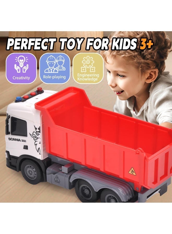 The Toys Home Licensed Scania Friction Powered Dump Truck Toy with Light and Sound, Push and Go Construction Vehicle with Tilting Dump Bed, 10.4 Inch Big Size Toy for Kids Ages 3+ - Image 3