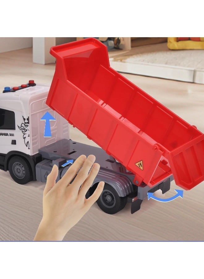 The Toys Home Licensed Scania Friction Powered Dump Truck Toy with Light and Sound, Push and Go Construction Vehicle with Tilting Dump Bed, 10.4 Inch Big Size Toy for Kids Ages 3+ - Image 5