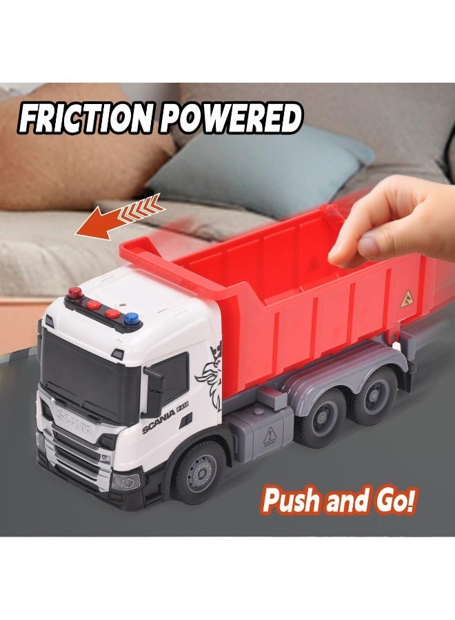 The Toys Home Licensed Scania Friction Powered Dump Truck Toy with Light and Sound, Push and Go Construction Vehicle with Tilting Dump Bed, 10.4 Inch Big Size Toy for Kids Ages 3+ - Image 4