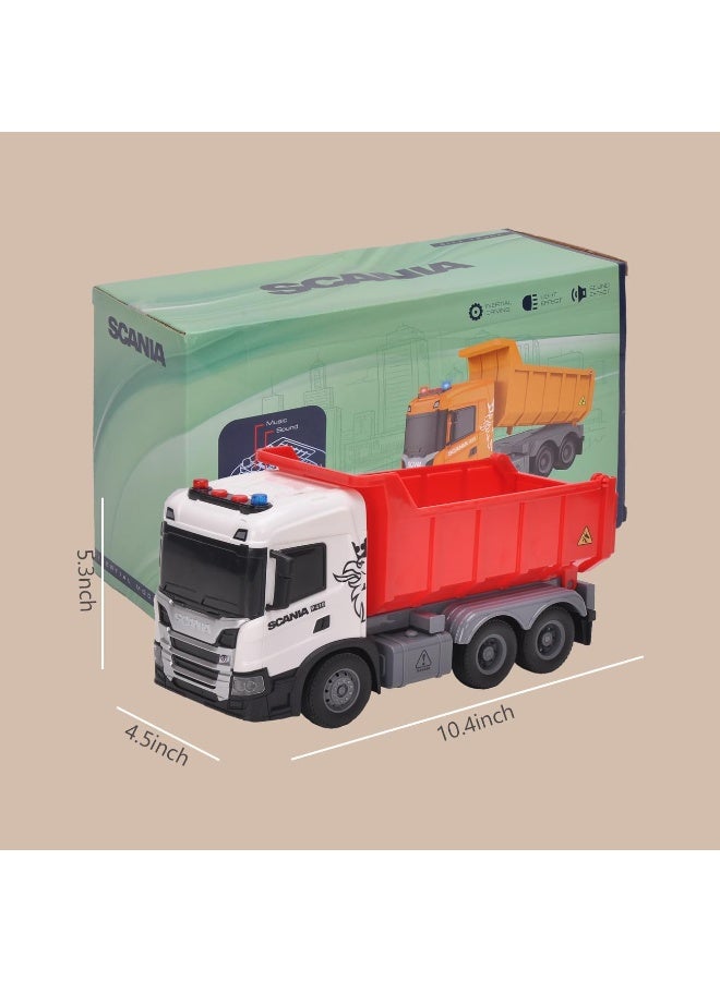 The Toys Home Licensed Scania Friction Powered Dump Truck Toy with Light and Sound, Push and Go Construction Vehicle with Tilting Dump Bed, 10.4 Inch Big Size Toy for Kids Ages 3+ - Image 2