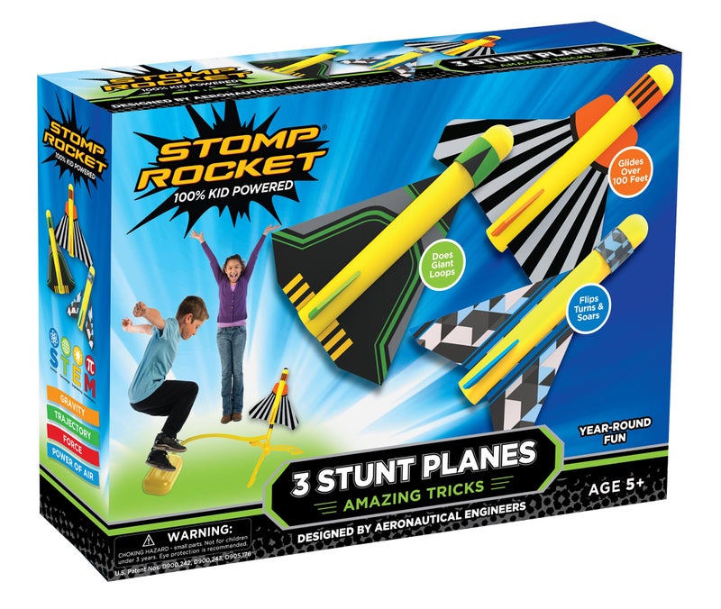 Stomp Rocket Stunt Plane Launcher Toy for Kids  3 Foam Airplane Toy Soars Over 100 Feet  Unique Tricks  Adjustable Plane Rocket Launcher Stand  Fun Outdoor Toys  Gift for Boys or Girls - Image 2
