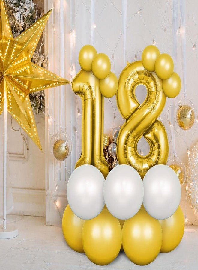 OFFCUP 40 Inch Gold Number 18 Balloon for 18st Birthday Decoration, Birthday Balloons Large Foil Number 1 & 8 Balloons Self Inflating for Boys Girls Men Women Birthdays Anniversary Party Decorations - Image 5