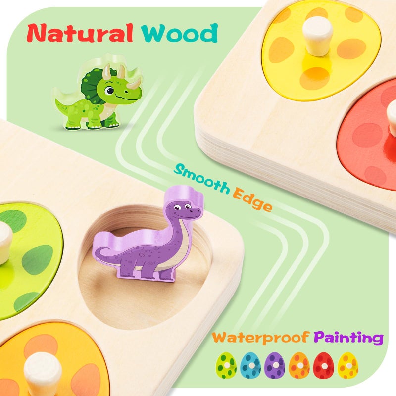 TOHIBEE Wooden Puzzles For Toddlers 1-3  Dinosaur Matching Egg Puzzle Montessori Toys For 1 2 3 Year Old Boy Girl Gifts  Preschool Education Learning Toys - Image 5