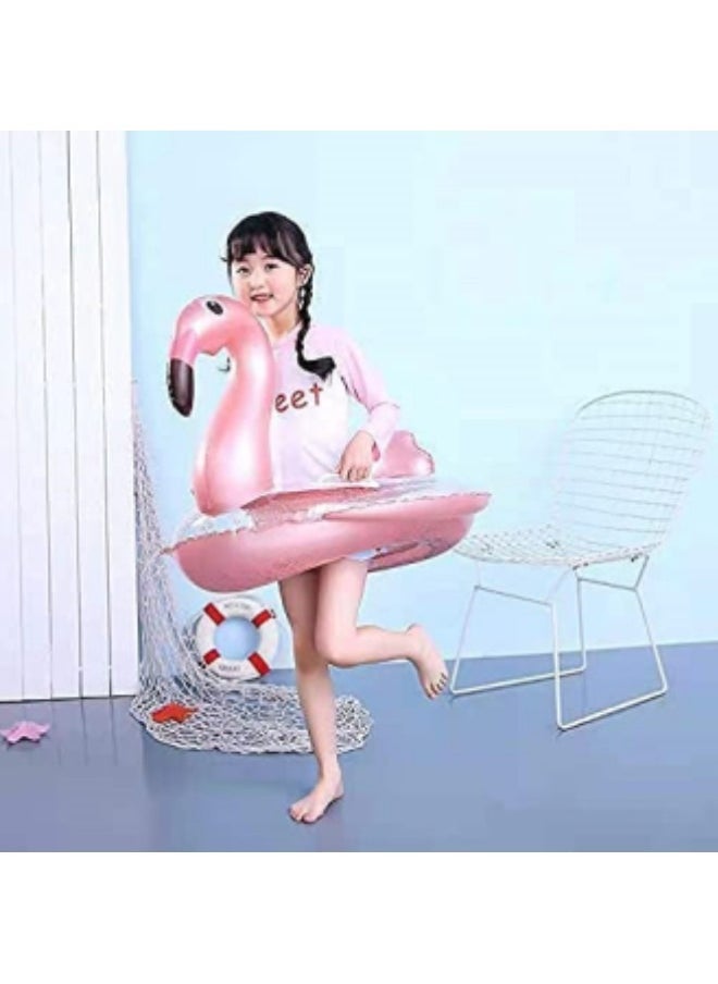 GGEROU عوامة سباحة قابلة للنفخ على شكل طائر الفلامنغو مع صمامات سريعة للصيف والشاطئ وحمام سباحة وصالة عائمة طوف زينة للحفلات ألعاب للأطفال  - Image 2