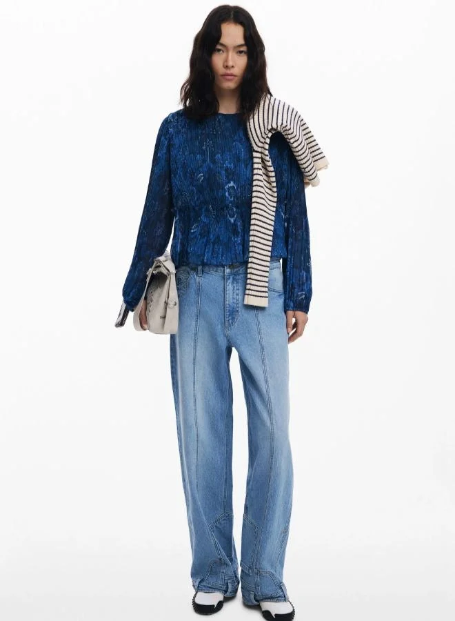 DESIGUAL Long-sleeve pleated blouse