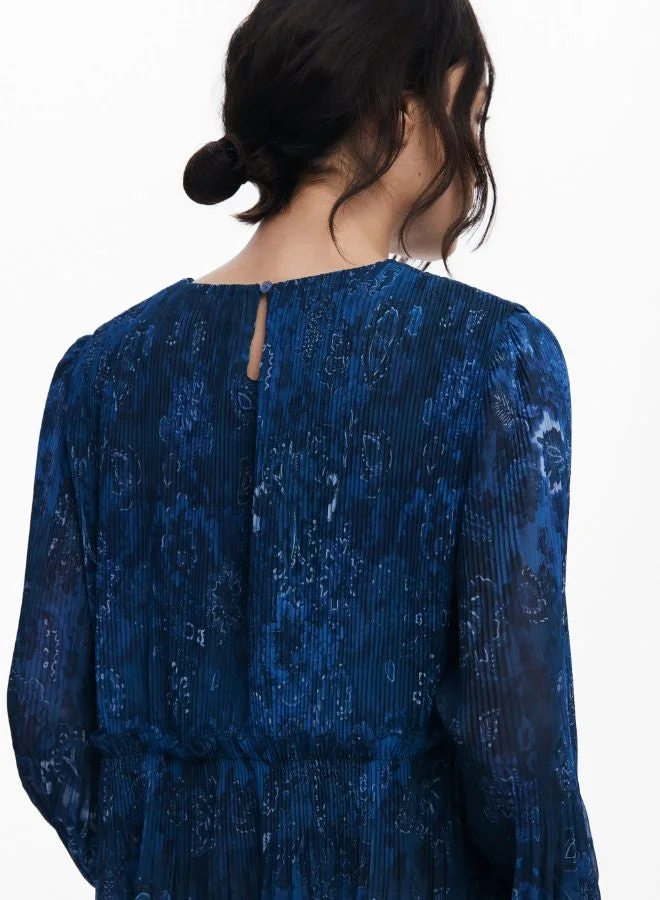 DESIGUAL Blue Long-sleeve pleated blouse for Women | Best Price UAE