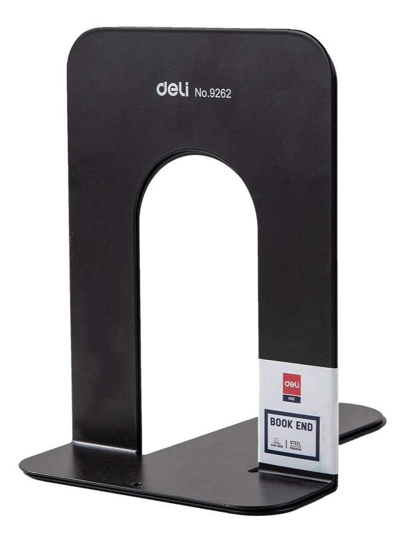 Deli حامل كتب معدني 6 قطع باللون الأسود بحجم 7.5 بوصة - Image 3