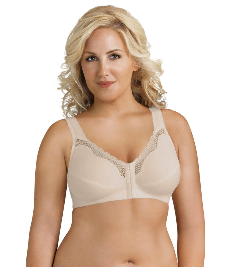 Exquisite Form 5100531 Women's FULLY Wireless Cotton Back & Posture Support Bra with Front Closure & Lace - Image 1