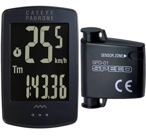 CATEYE Padrone Wireless Bike Computer – Oversized Display Cyclocomputer, Wireless Speedometer & Odometer, FlexTight™ Mount, Auto Start/Stop, Programmable Odometer - Image 1