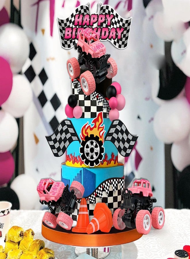 KEEPARTY Truck Cake Topper Pink Off-road Vehicle Cake Decoration Car Decorations Racing Cakes Decorations Pink Cakes Balls for Parties - Image 3