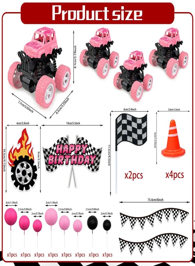 KEEPARTY Truck Cake Topper Pink Off-road Vehicle Cake Decoration Car Decorations Racing Cakes Decorations Pink Cakes Balls for Parties - Image 2