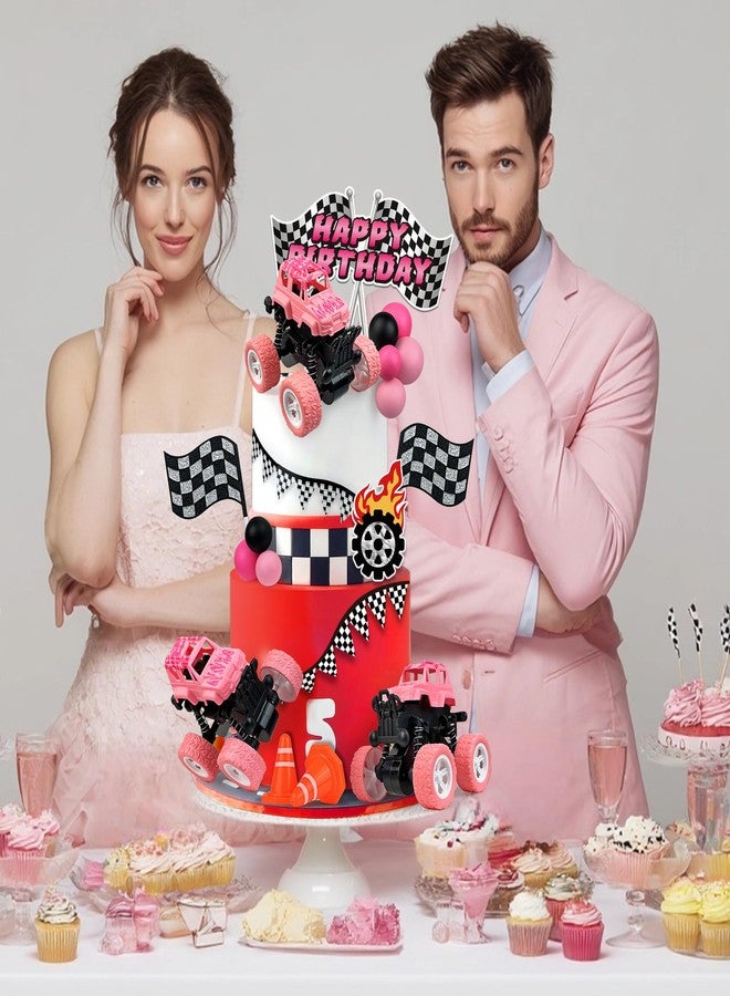 KEEPARTY Truck Cake Topper Pink Off-road Vehicle Cake Decoration Car Decorations Racing Cakes Decorations Pink Cakes Balls for Parties - Image 4