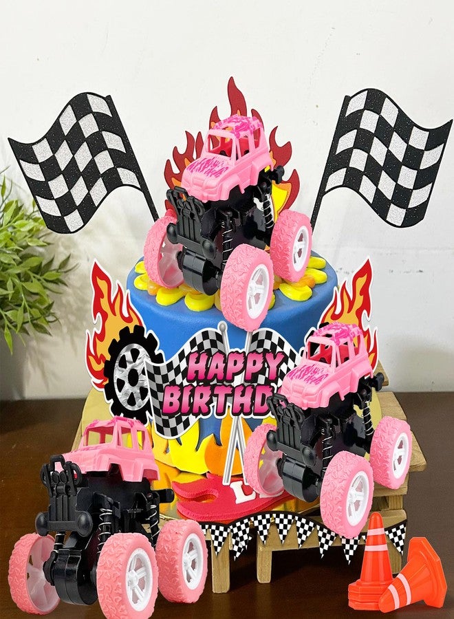 KEEPARTY Truck Cake Topper Pink Off-road Vehicle Cake Decoration Car Decorations Racing Cakes Decorations Pink Cakes Balls for Parties - Image 5