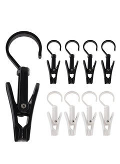 SYOSI Laundry Hooks Clip Plastic Clothes Pins Super Strong Hanger Clips Swivel Hooks Clip for Clothing Store Home Office Workshop Swivel Laundry Clips Curtain Clips Clothes Pins White Black 20 PCS