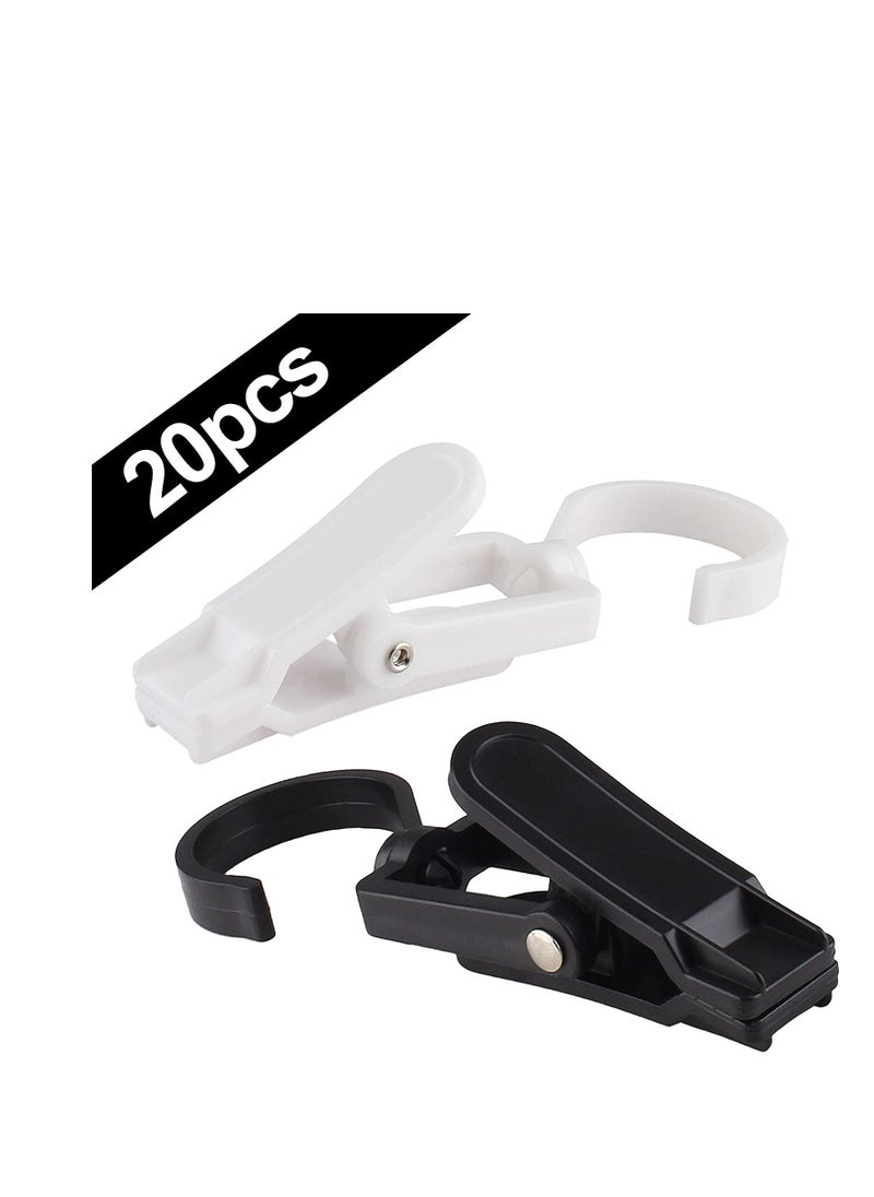 SYOSI - SYOSI Laundry Hooks Clip Plastic Clothes Pins Super Strong Hanger Clips Swivel Hooks Clip for Clothing Store Home Office Workshop Swivel Laundry Clips Curtain Clips Clothes Pins White Black 20 PCS - Image 1
