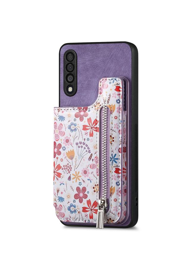 S-TOP Case For Samsung Galaxy A50 Retro Painted Zipper Wallet Back Phone Case - Image 1