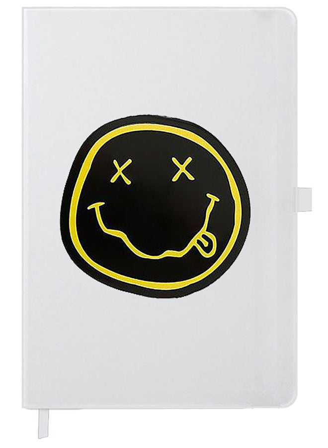 Theodor Designer A5 Thick White Hardcover Notebook Smiley - Image 1