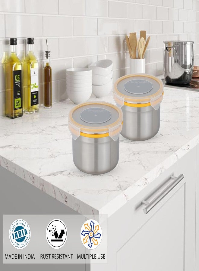 STEELLOCK Stainless Steel Airtight Container| Leak Proof Tiffin Lunch & Storage Boxes | SL-1303-set of 2, 700ml each, Yellow - Image 3
