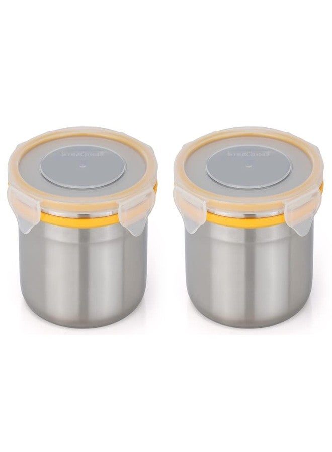 STEELLOCK Stainless Steel Airtight Container| Leak Proof Tiffin Lunch & Storage Boxes | SL-1303-set of 2, 700ml each, Yellow - Image 1