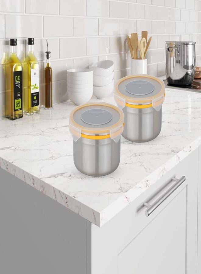 STEELLOCK Stainless Steel Airtight Container| Leak Proof Tiffin Lunch & Storage Boxes | SL-1303-set of 2, 700ml each, Yellow - Image 2