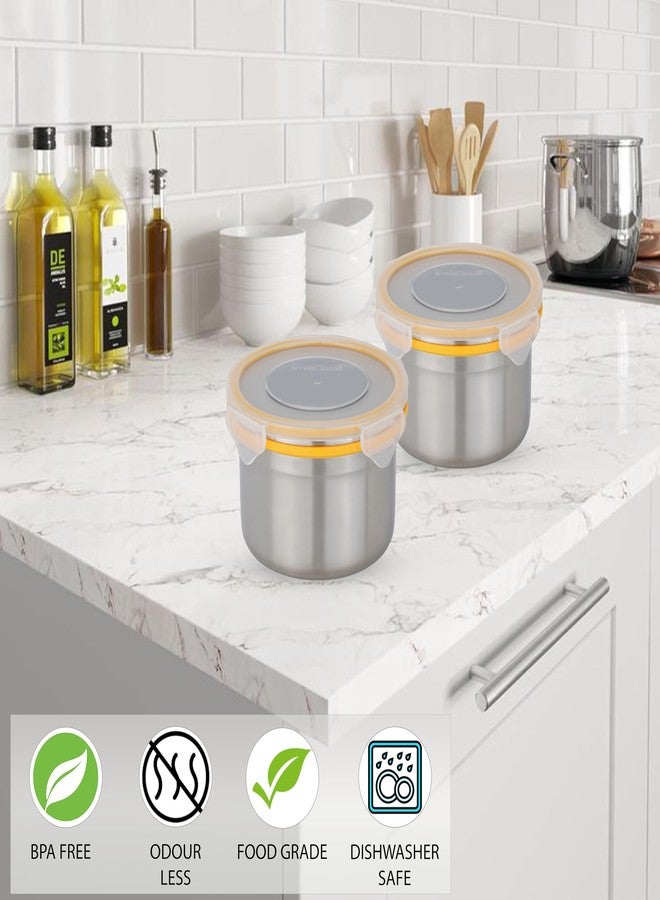 STEELLOCK Stainless Steel Airtight Container| Leak Proof Tiffin Lunch & Storage Boxes | SL-1303-set of 2, 700ml each, Yellow - Image 4
