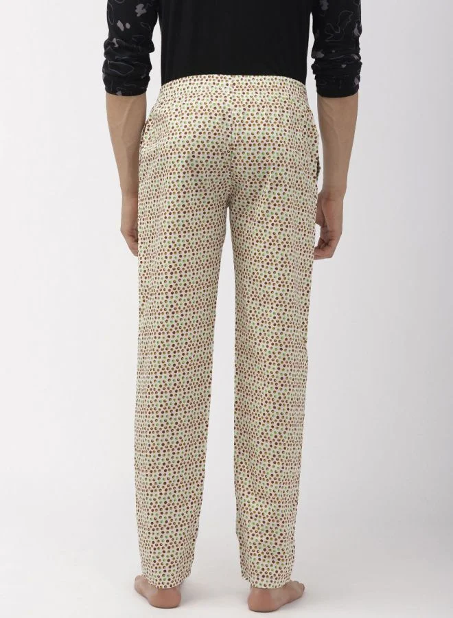 The Indian Garage Co Men Slim Fit Mid-Rise Cotton Printed Lounge Pants