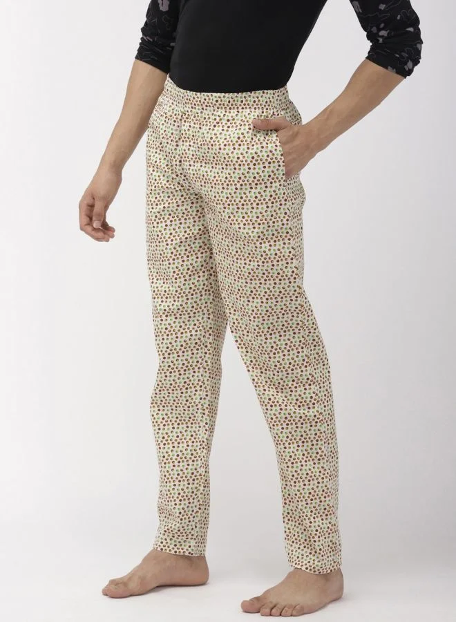 The Indian Garage Co Men Slim Fit Mid-Rise Cotton Printed Lounge Pants