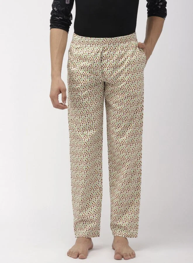 The Indian Garage Co Men Slim Fit Mid-Rise Cotton Printed Lounge Pants